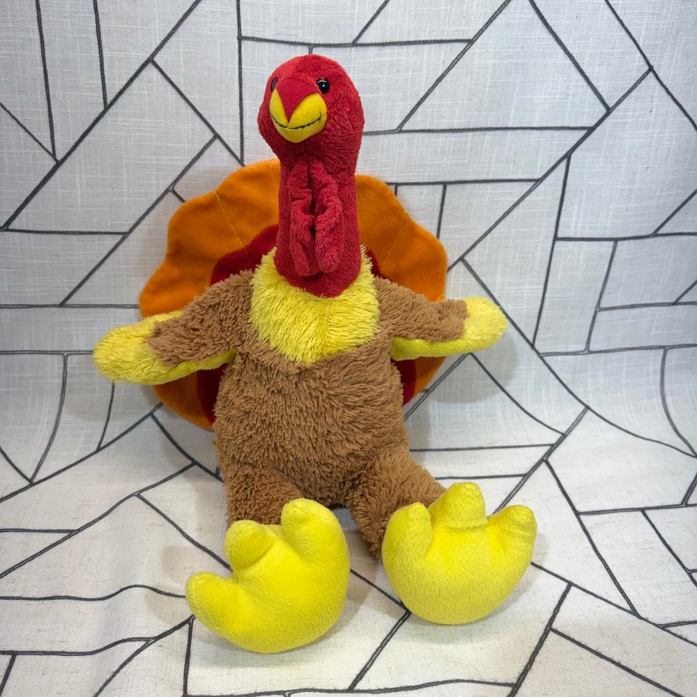 Build-A-Bear Turkey Plush 15" Brown Red Yellow Thanksgiving Stuffed Animal